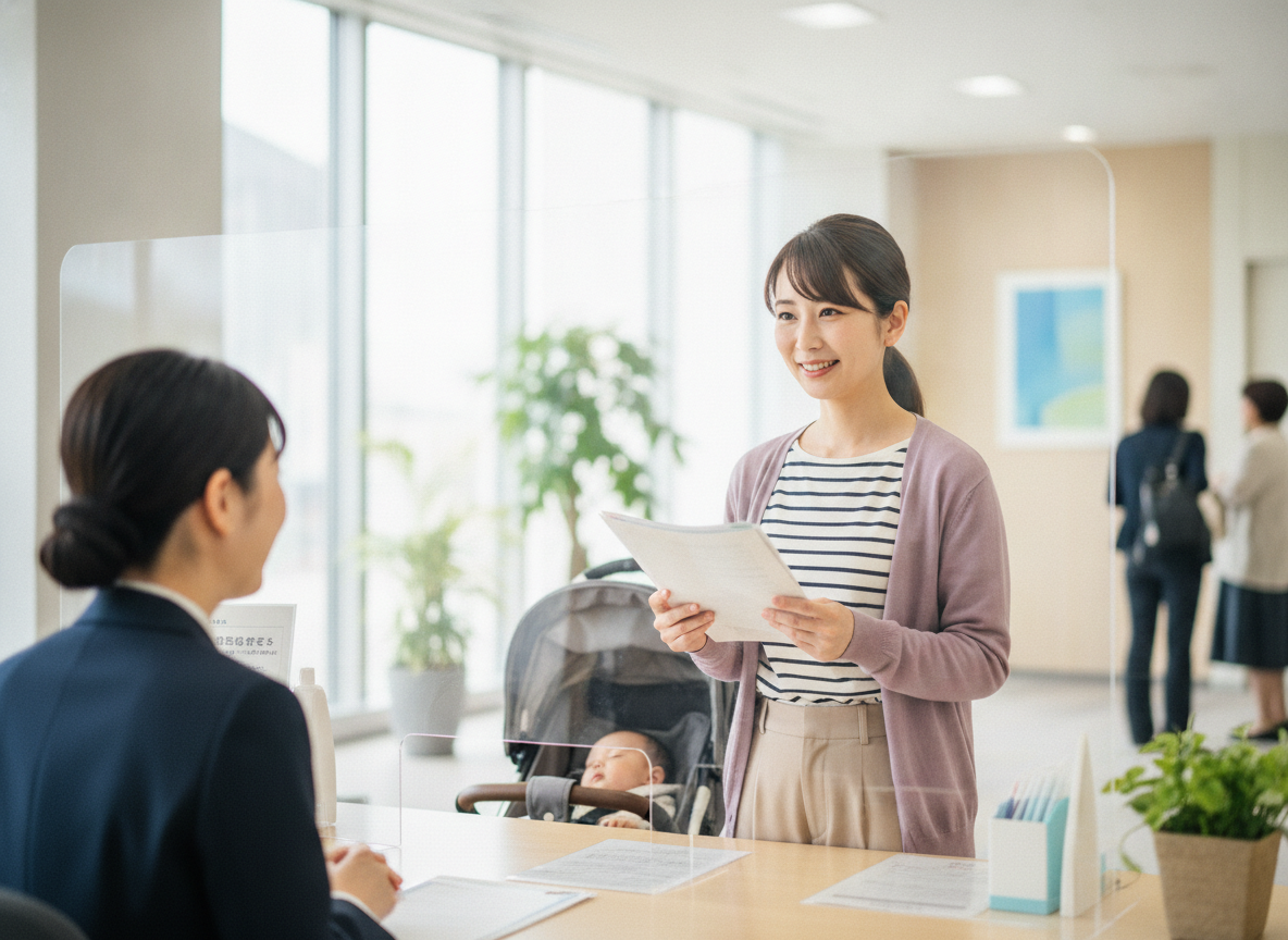 さいたま市の区役所窓口で障害福祉の手続きを確認する保護者
