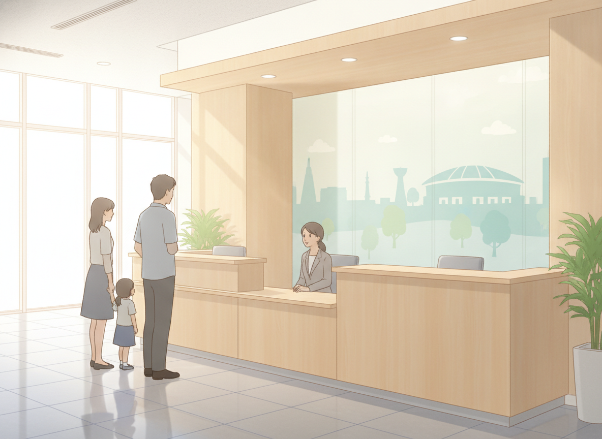 相談窓口で担当者と話し合う保護者のイメージ