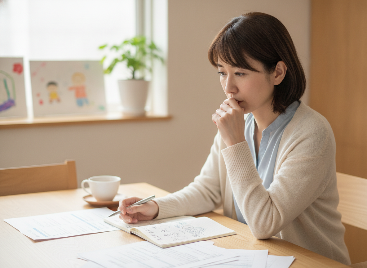 子どもの不登校について悩む母親のイメージ