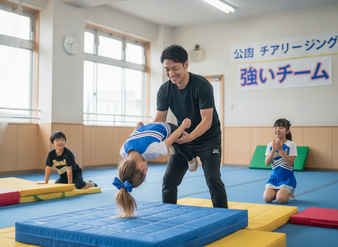 補助具を使ったアクロバット個別指導の様子