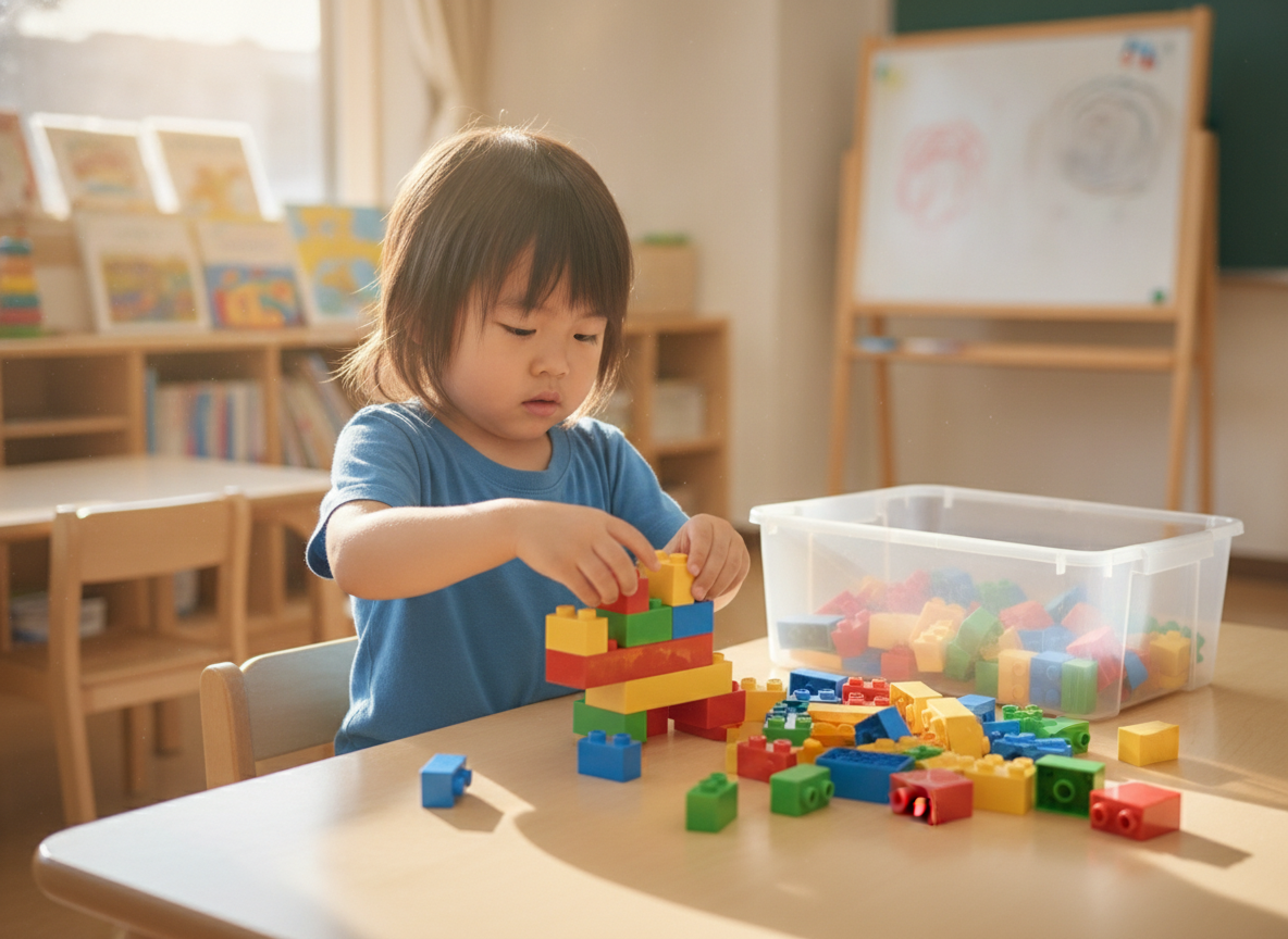レゴデュプロで遊ぶ幼児の様子