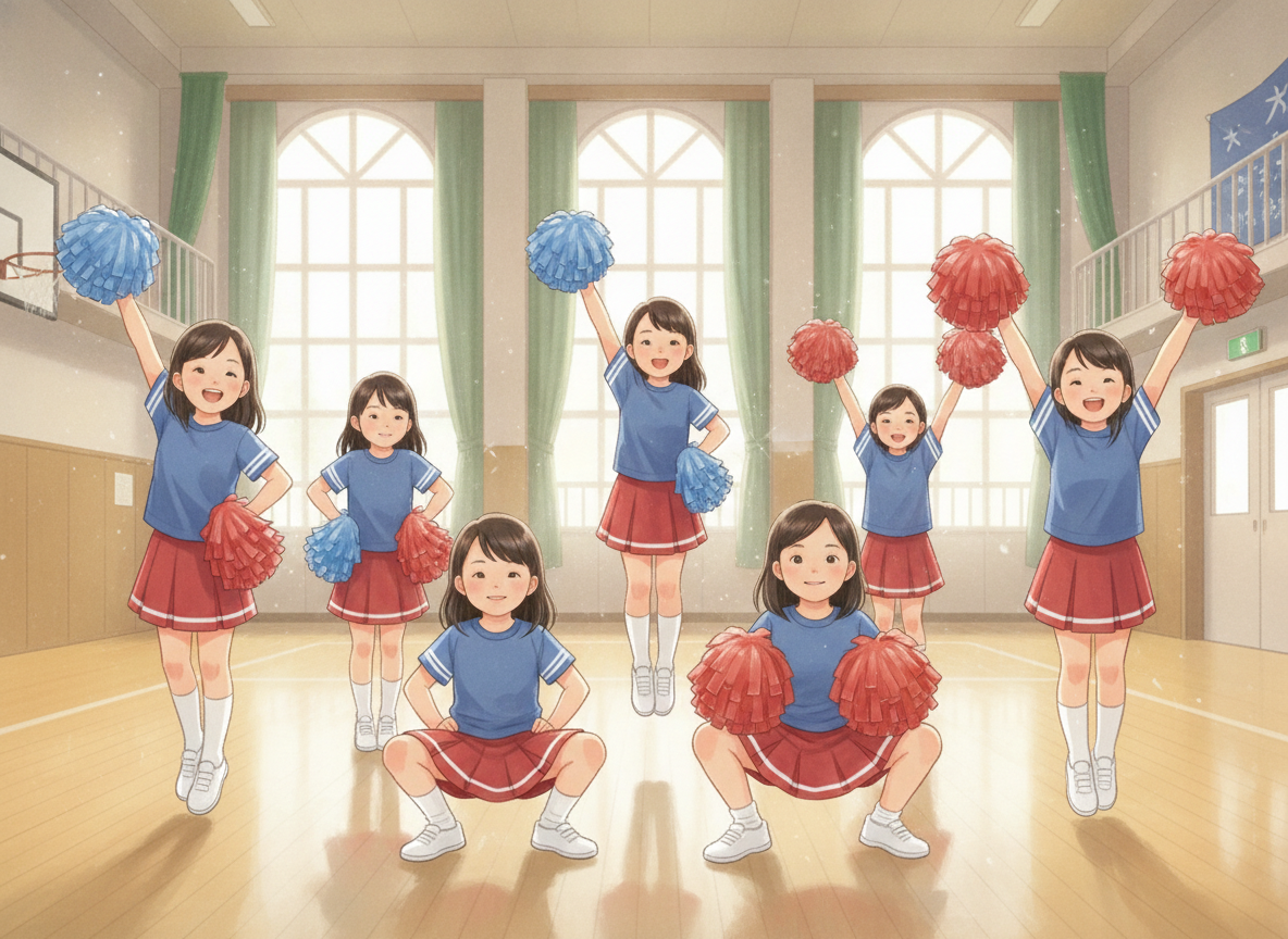 チアダンスの練習をする子どもたち