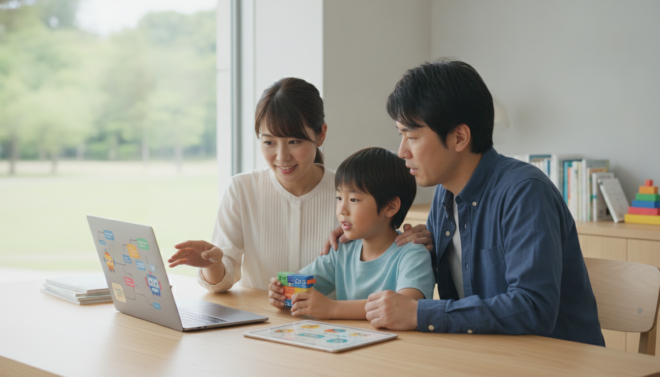 発達障害のある子どものプログラミング教室の選び方｜放デイとの違い・確認すべき4つのポイントの内容を表すアイキャッチ画像