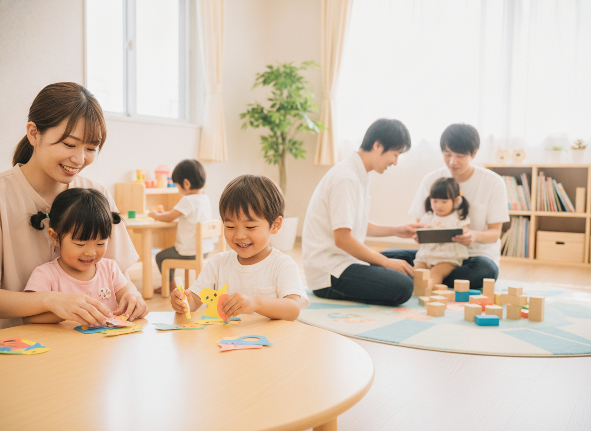 児童発達支援事業所で子どもがスタッフと一緒に活動している様子