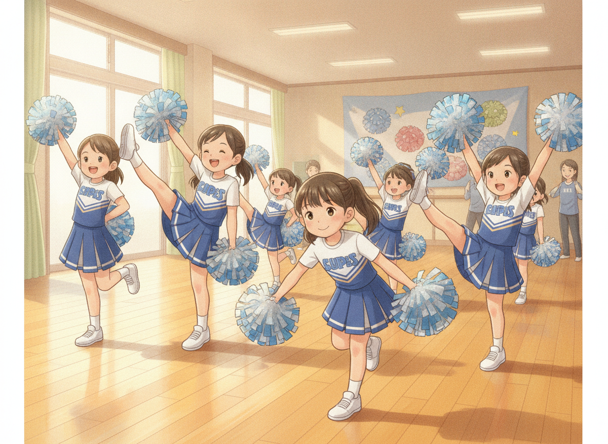チアダンスの練習をする小学生たち