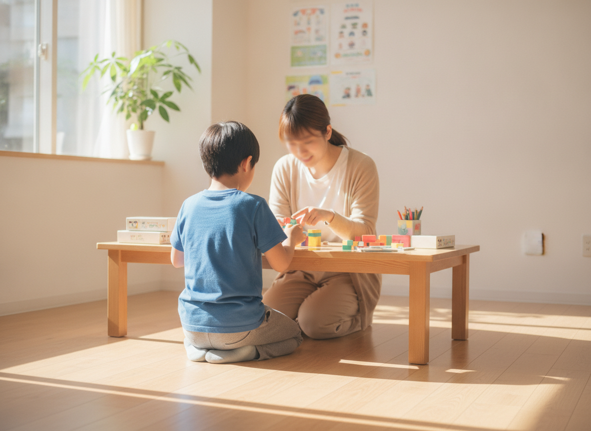 療育室で子どもとスタッフが一緒に活動している様子