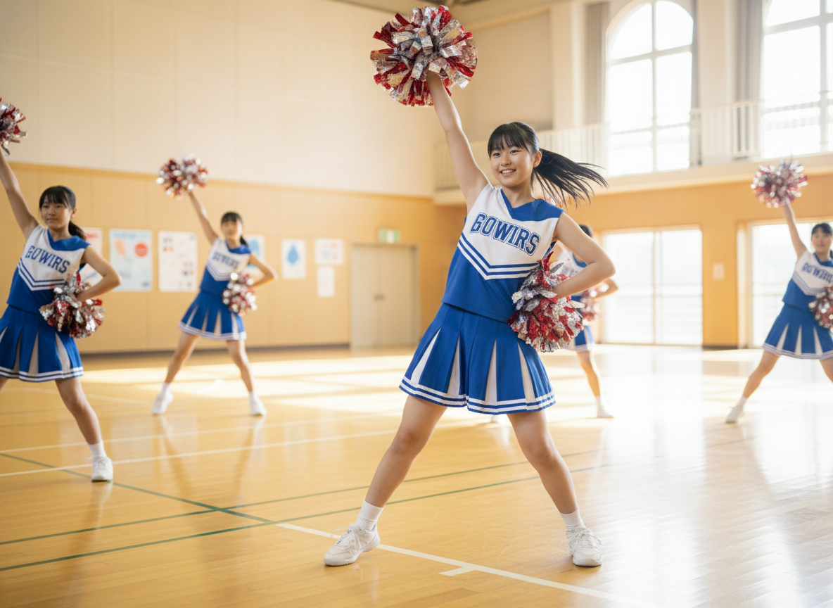 チアダンスの練習をする中学生
