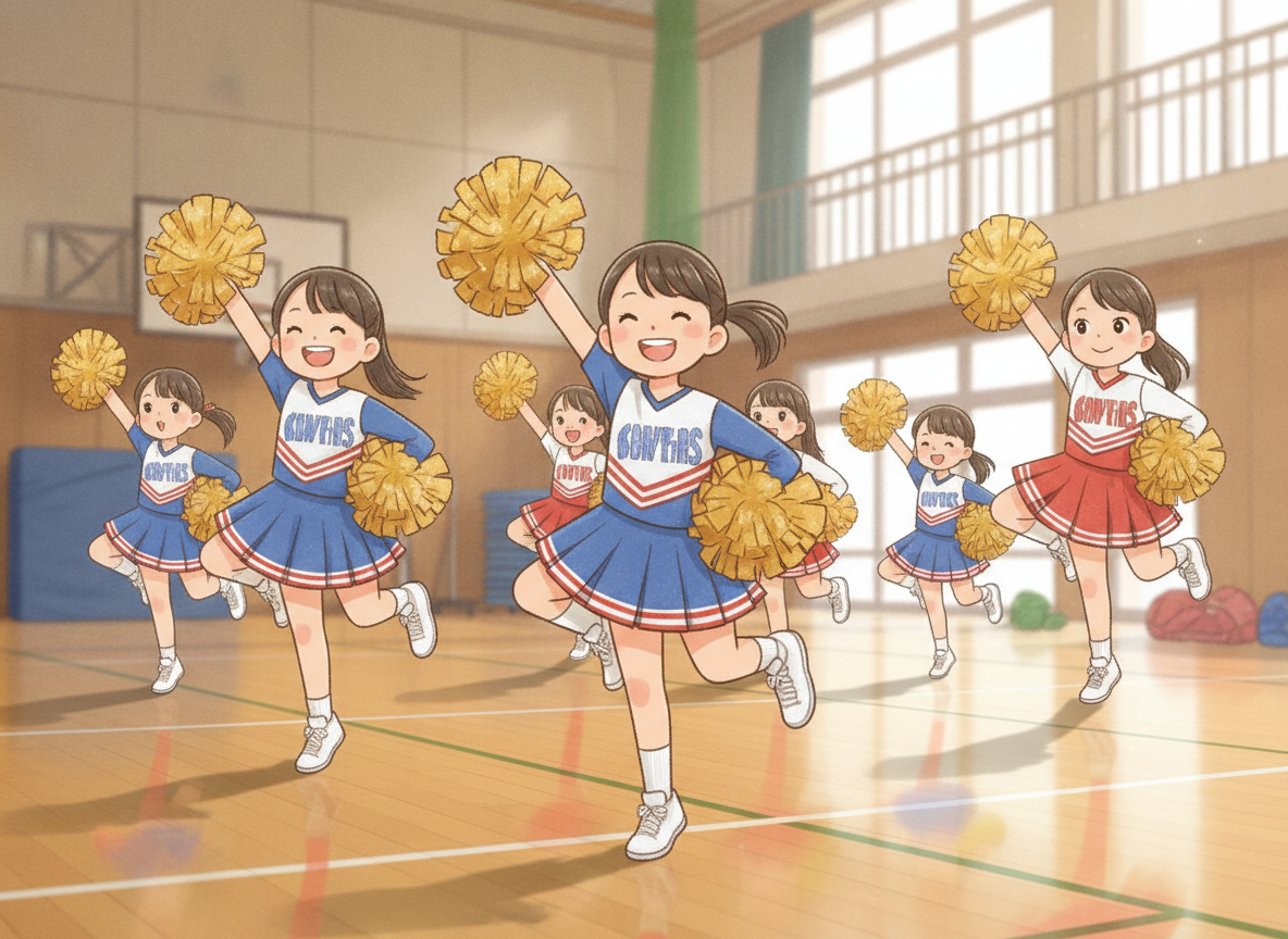 チアダンスの練習をする子どもたち