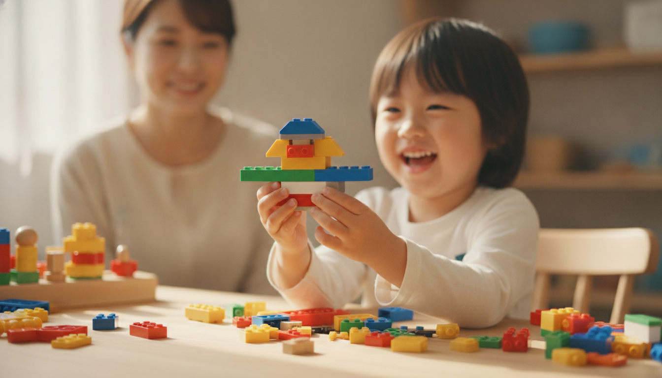 幼児のレゴ遊びで育つ力とは？3〜6歳の発達段階別・知育効果と遊び方を解説の内容を表すアイキャッチ画像