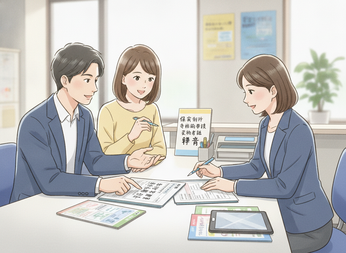 さいたま市の区役所障害福祉課の窓口で申請相談をする保護者のイメージ