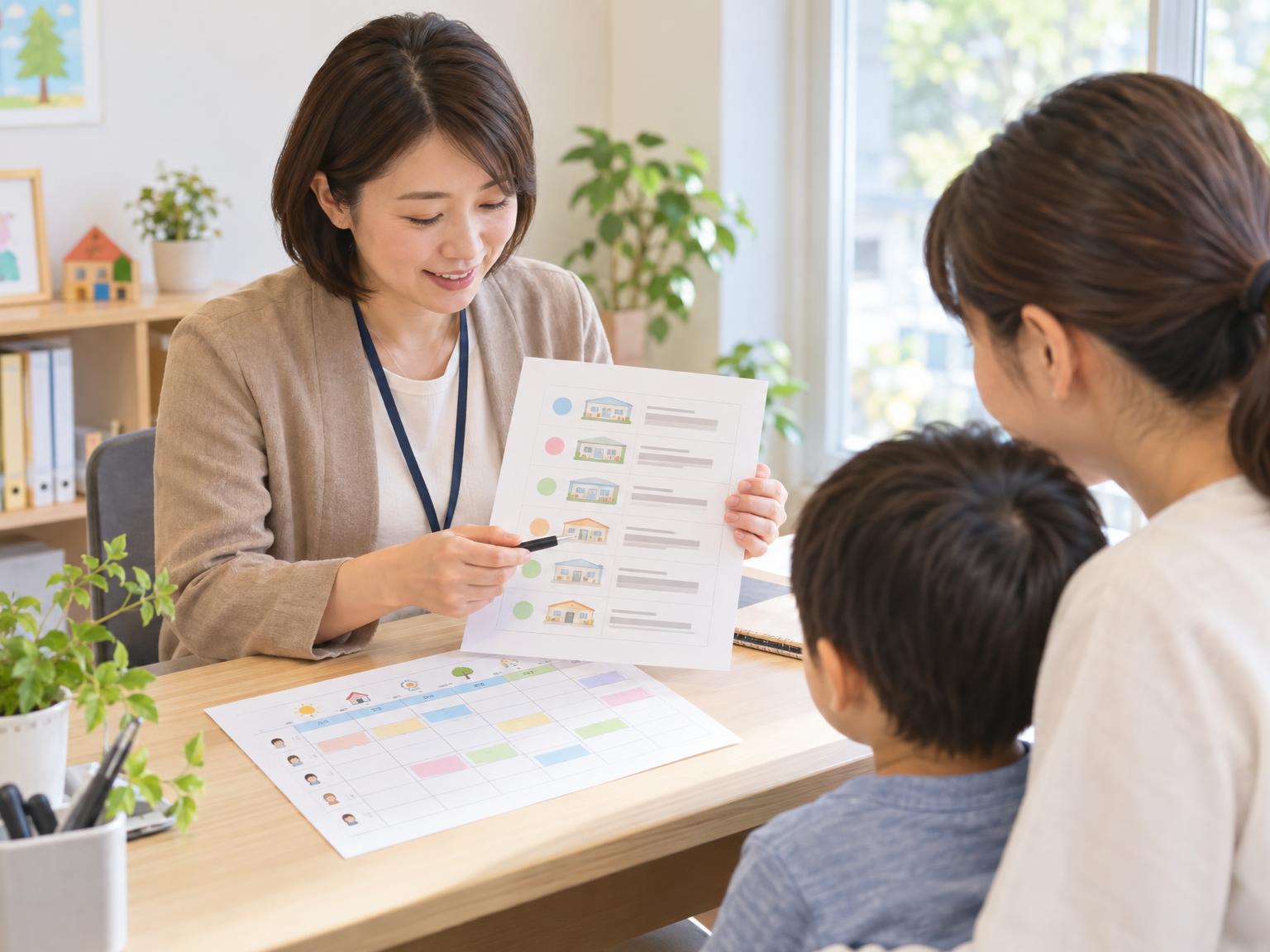 複数の放課後等デイサービスの役割分担を整理した障害児支援利用計画のイメージ