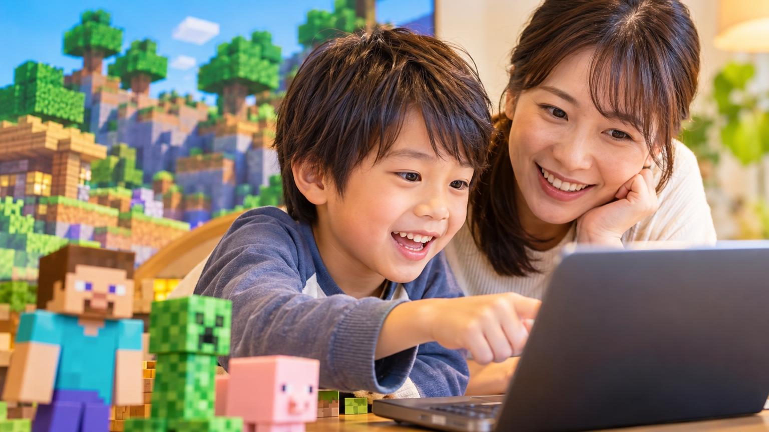 マイクラプログラミングは何歳から始める？発達段階で判断する3つの目安と始め方の内容を表すアイキャッチ画像