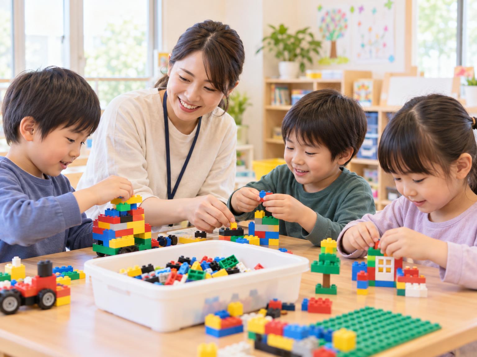 放課後等デイサービスでレゴを使った療育プログラムを実施している様子