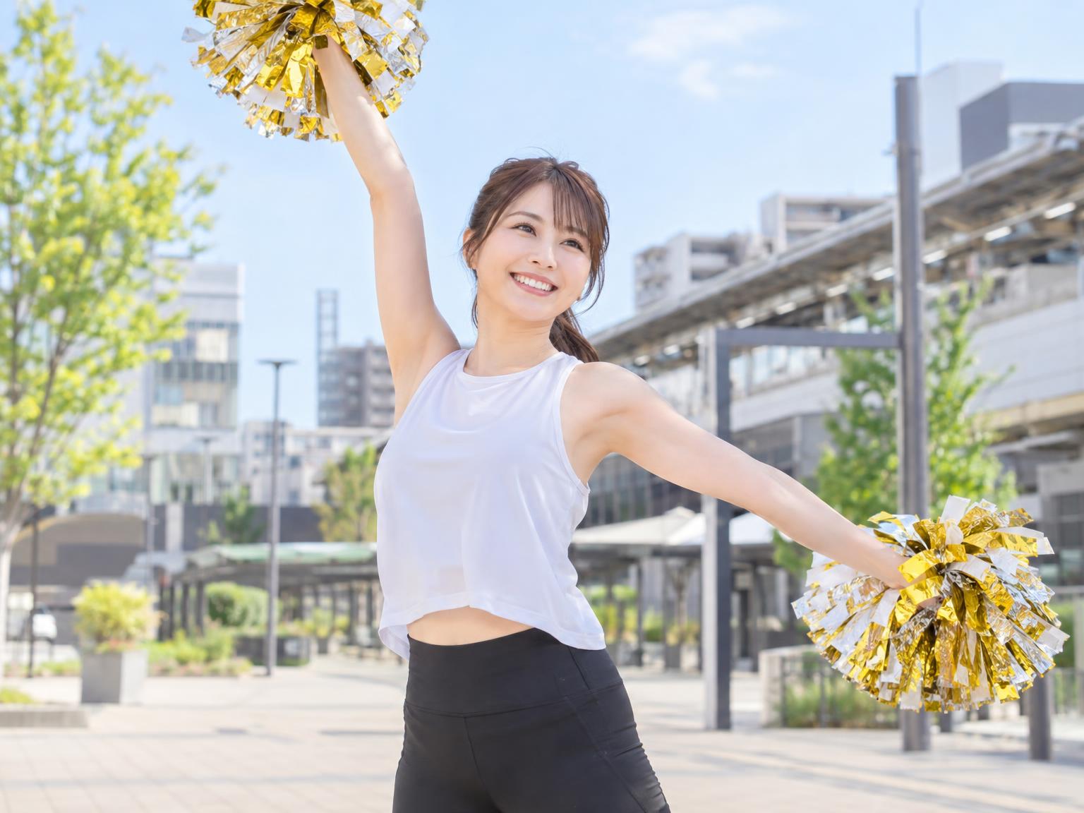 宮原エリアでチアダンスを楽しむ大人の女性