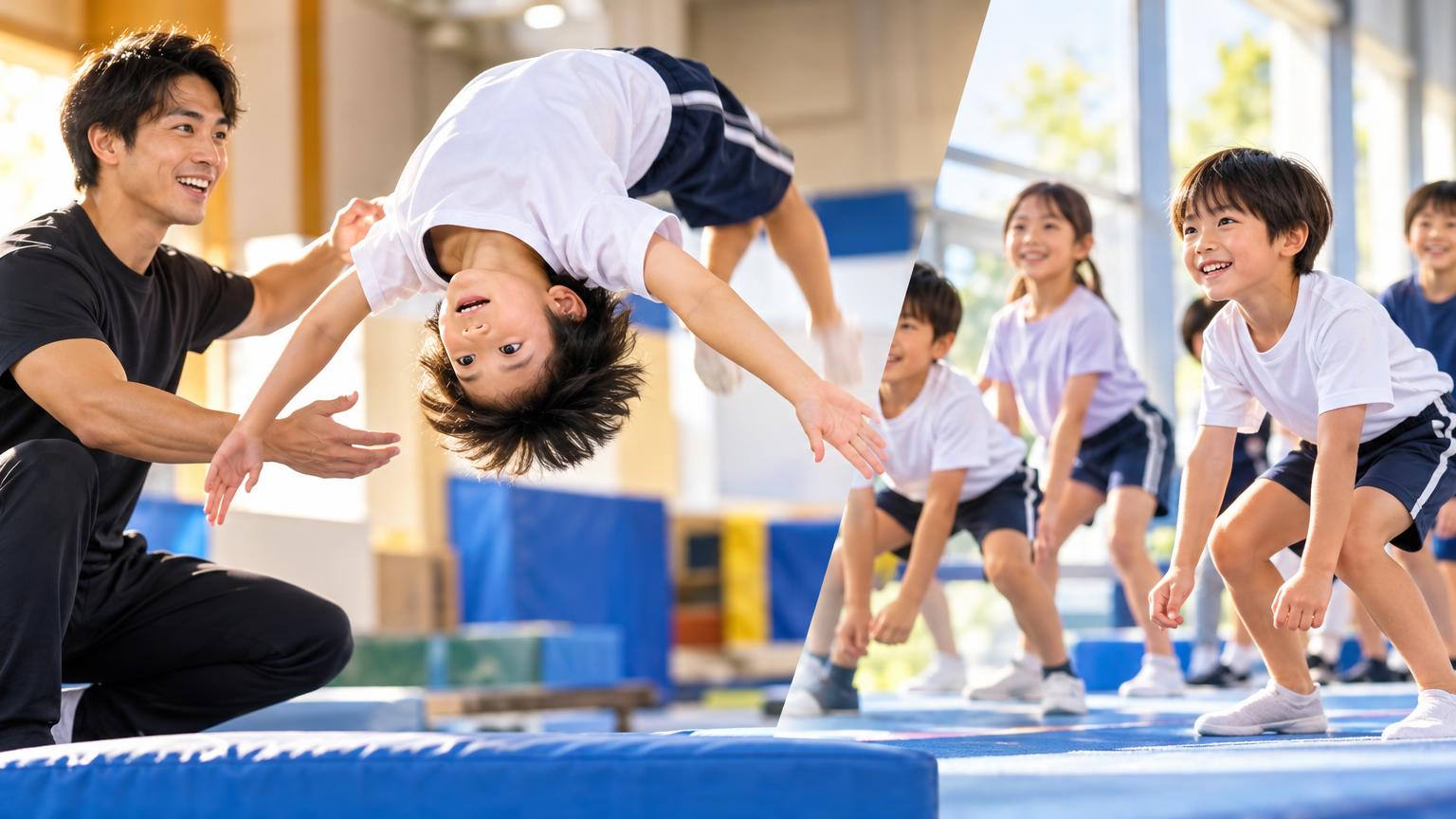 川口市でバク転を習わせるなら｜パーソナルレッスンと通常クラスの違いと子どもに合った選び方の内容を表すアイキャッチ画像