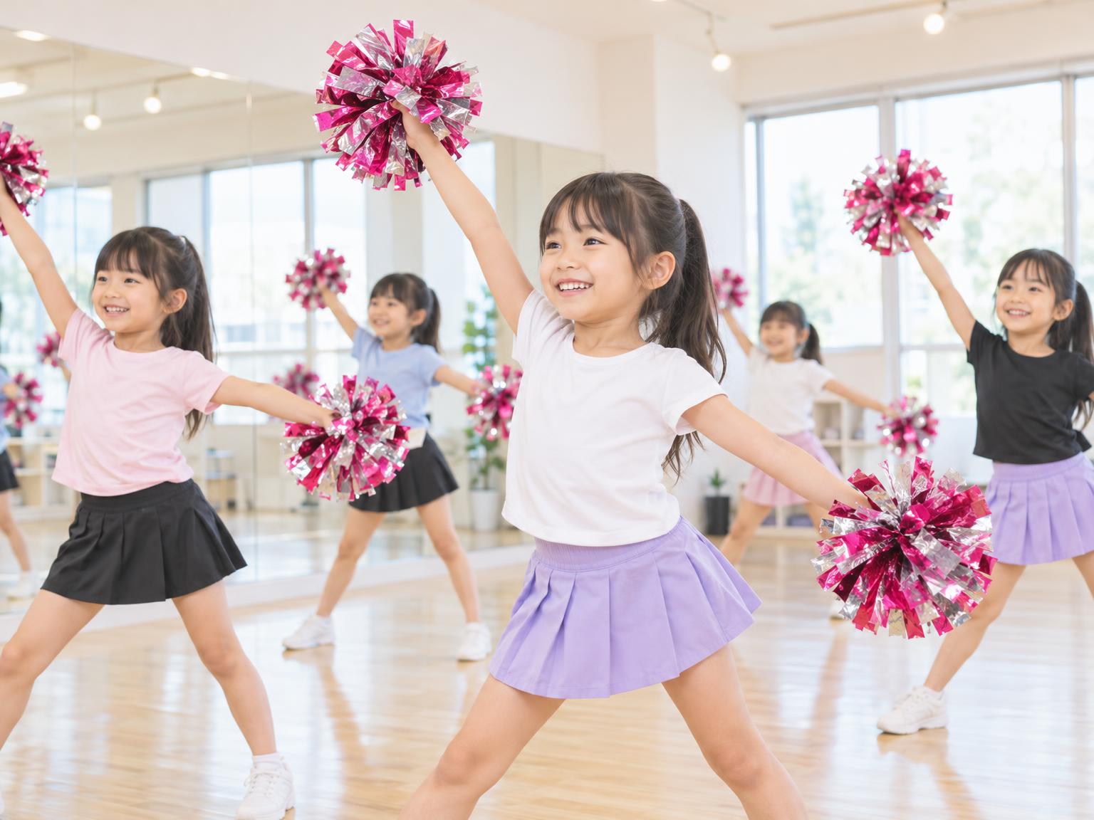 浦和エリアの子ども向けチアダンス教室での練習風景