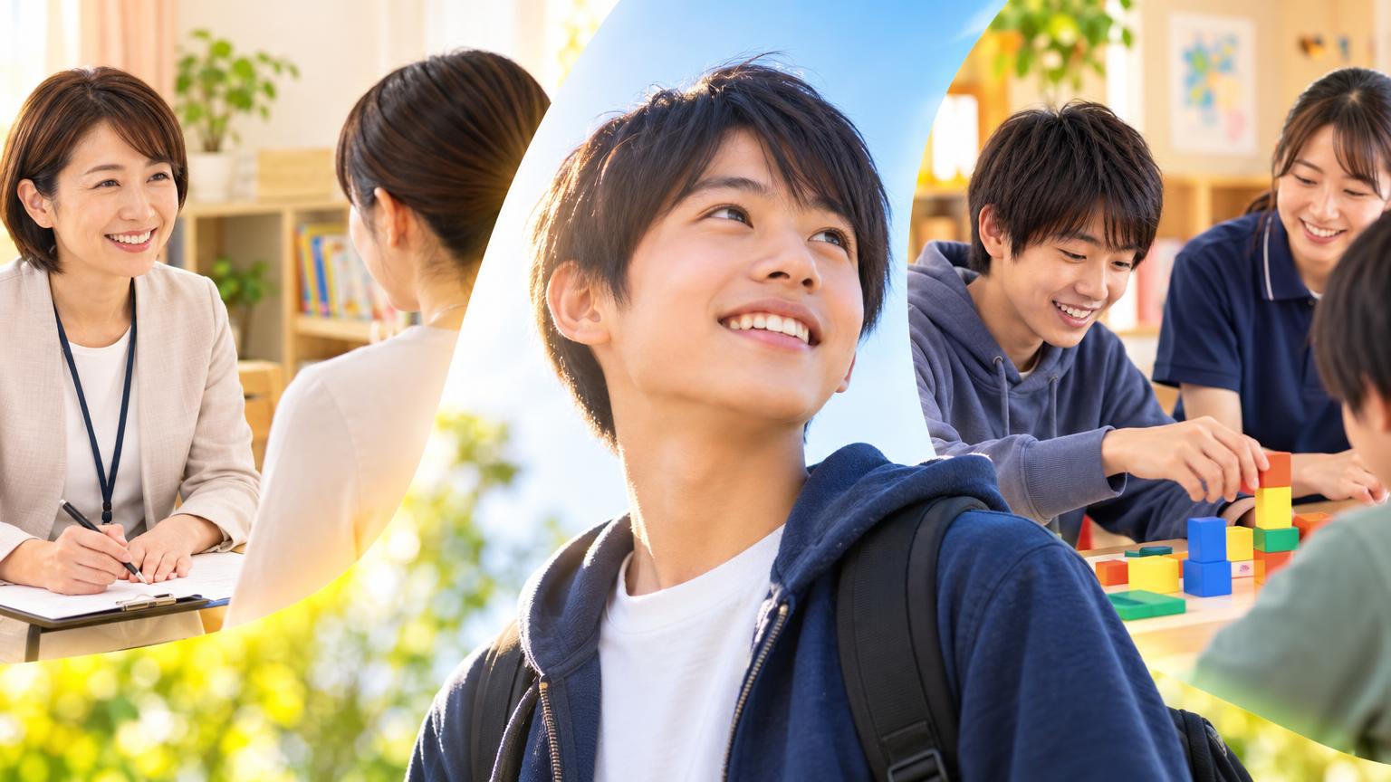 不登校の中学生に保育所等訪問支援と放課後等デイサービスを組み合わせる方法｜役割の違いと手続きの流れの内容を表すアイキャッチ画像