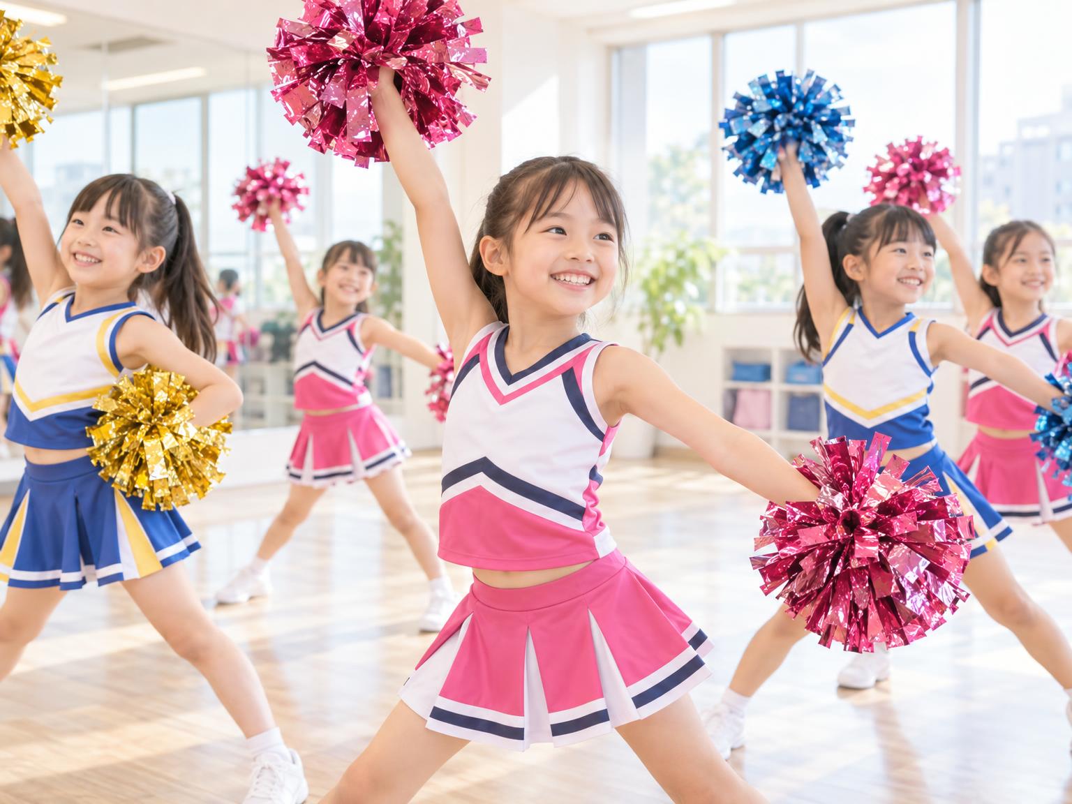 春日部のチアダンス教室で練習する子どもたち